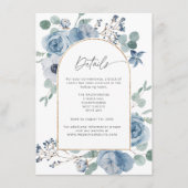 Carte D'accompagnement Aquarelle florale bleu foncé Détails du mariage (Devant)