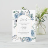 Carte D'accompagnement Aquarelle florale bleu foncé Détails du mariage (Debout devant)