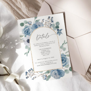 Carte D'accompagnement Aquarelle florale bleu foncé Détails du mariage