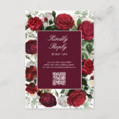 Carte D'accompagnement Aquarelle florale bourguignonne moderne Mariage él (Devant)