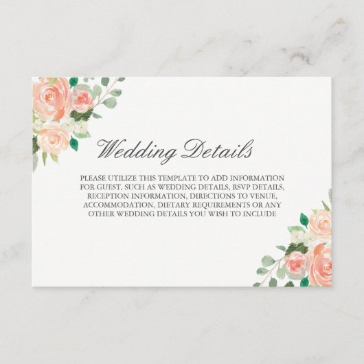 Carte D'accompagnement Aquarelle florale Détails de la réception de maria (Devant)