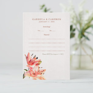 Carte D'accompagnement Aquarelle Florale Lillies Terracotta