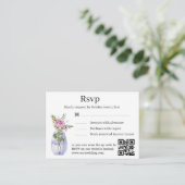 Carte D'accompagnement aquarelle florale style mariage rsvp qr code (Debout devant)
