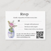 Carte D'accompagnement aquarelle florale style mariage rsvp qr code (Devant)