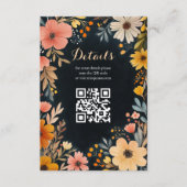 Carte D'accompagnement Aquarelle Florale sur Quinceañera foncé CUSTOM QR (Devant)
