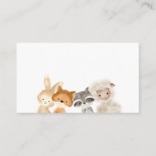 Carte D'accompagnement Aquarelle Funny Forêt Bébé Animaux Moucherolle Raf (Dos)