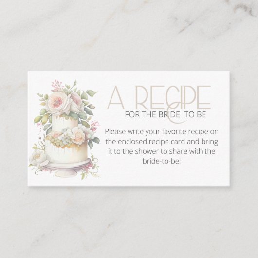 Carte D'accompagnement Aquarelle gâteau mariage Recette pour la mariée (Devant)