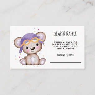 Carte D'accompagnement Aquarelle Girl Pilote Teddy Bear Diaper Raffle