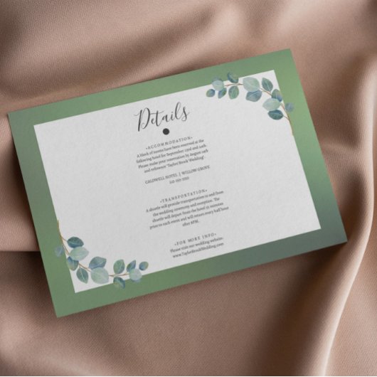 Carte D'accompagnement Aquarelle Green Eucalyptus Détails