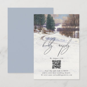 Carte D'accompagnement Aquarelle Hiver Mariage paysage neige