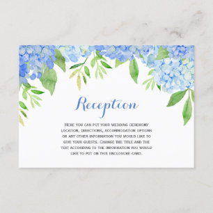 Carte D'accompagnement Aquarelle Hydrangea Blue Floral Mariage