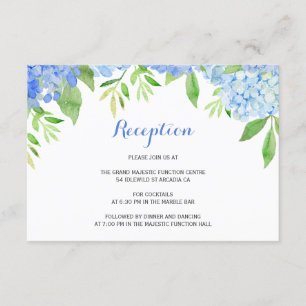 Carte D'accompagnement Aquarelle Hydrangea Blue Floral Mariage Réception