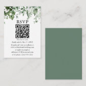Carte D'accompagnement Aquarelle Ivy Ferns Sage Vert Mariage QR RSVP (Devant / Derrière)