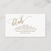 Carte D'accompagnement Aquarelle jaune or Détails du Mariage/ Site Web (Devant)