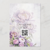 Carte D'accompagnement Aquarelle Lavender Peony Code QR Mariage (Dos)