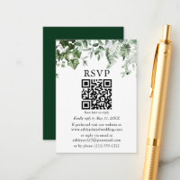 Aquarelle Lierre Sage Fermes Mariage vert QR RSVP