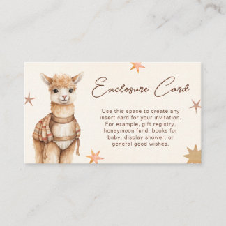 Carte D'accompagnement Aquarelle Llama Boho Baby shower beige