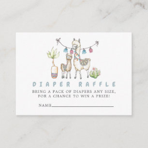 Carte D'accompagnement Aquarelle Llama thème Baby shower Déchets Raffle