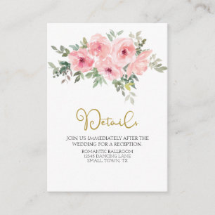 Carte D'accompagnement Aquarelle Lush Blush rose Mariage Floral