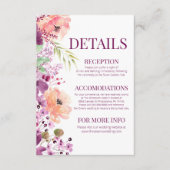 Carte D'accompagnement Aquarelle Magenta Violet Détails de la fleur flora (Devant)