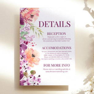 Carte D'accompagnement Aquarelle Magenta Violet Détails de la fleur flora