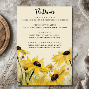 Carte D'accompagnement Aquarelle marguerites jaunes   Détails du Mariage 