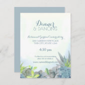 Carte D'accompagnement Aquarelle Mariage bleu Succulent (Devant / Derrière)