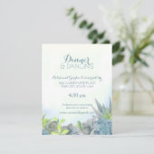 Carte D'accompagnement Aquarelle Mariage bleu Succulent (Debout devant)