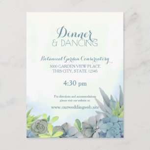 Carte D'accompagnement Aquarelle Mariage bleu Succulent