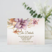 Carte D'accompagnement Aquarelle mariage Boho Rose Fleurs Élégantes (Debout devant)