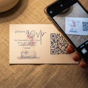 Carte D'accompagnement Aquarelle mariage de gâteau Illustration QR Code