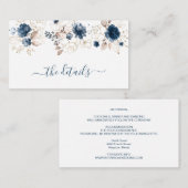 Carte D'accompagnement Aquarelle marine bleu & or rose Mariage, Détails (Devant / Derrière)