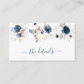 Carte D'accompagnement Aquarelle marine bleu & or rose Mariage, Détails (Devant)