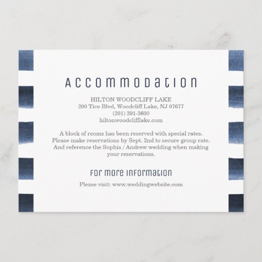 Carte D'accompagnement Aquarelle marine rayures hébergement nautique (Devant)