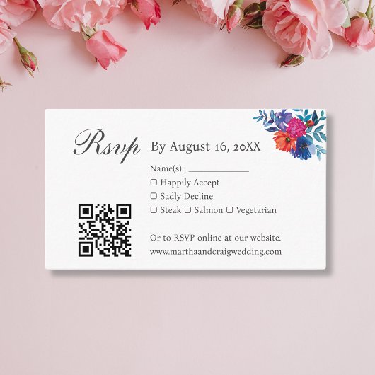 Carte D'accompagnement Aquarelle mexicaine Fiesta Wedding RSVP QR Code
