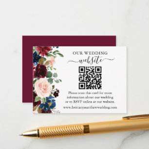 Carte D'accompagnement Aquarelle Mixte Floral Mariage Website QR