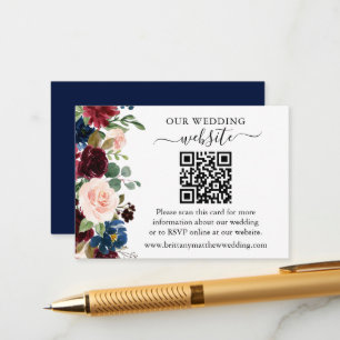Carte D'accompagnement Aquarelle Mixte Floral Mariage Website QR Enclosu