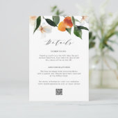 Carte D'accompagnement aquarelle moderne agrumes oranges détails mariage (Debout devant)