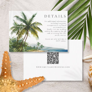 Carte D'accompagnement Aquarelle moderne Palm Beach QR Code Mariage