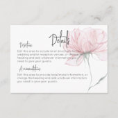 Carte D'accompagnement Aquarelle moderne rose Floral Détails Mariage (Devant)