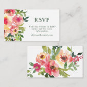 Carte D'accompagnement Aquarelle moderne Rouge rose rose rose Fleur maria (Devant / Derrière)