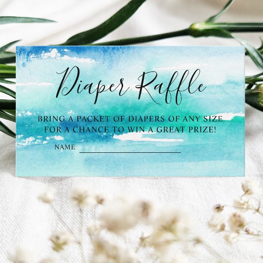 Carte D'accompagnement Aquarelle Ocean Baby shower Déchets Raffle