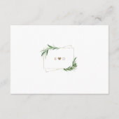 Carte D'accompagnement Aquarelle Olive Feuille Gold Mariage souhait (Dos)