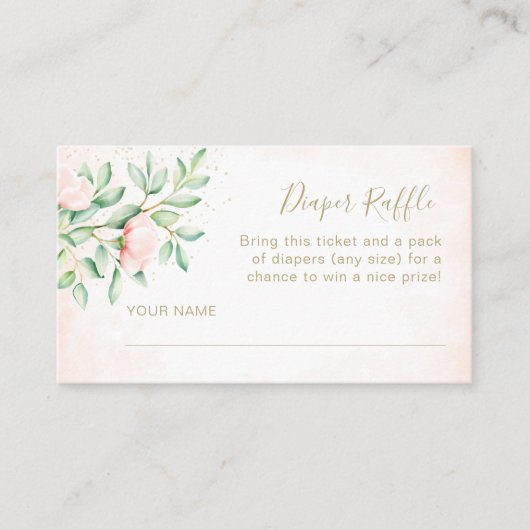Carte D'accompagnement Aquarelle Ombre Peach Roses Diaper Raffle (Devant)