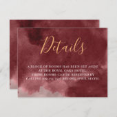 Carte D'accompagnement Aquarelle or et bourgogne (Devant / Derrière)