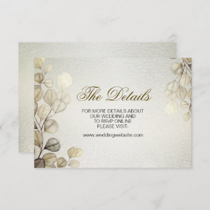 Carte D'accompagnement Aquarelle Or Eucalyptus Foliage Mariage brillant