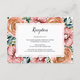Carte D'accompagnement Aquarelle Orange Rose Orchidées Réception de maria