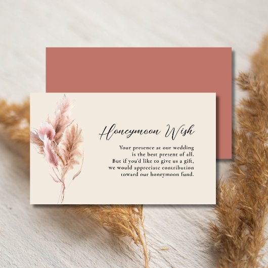 Carte D'accompagnement Aquarelle Pampas Grass Mariage Lune de miel