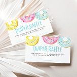 Carte D'accompagnement Aquarelle Pastel Cute Jeu de Raffle de couches<br><div class="desc">Carte du boîtier du broyeur de couches Pastel Aquarelle Cute Pastel | Demandez aux invités d'apporter un paquet de couches pour une chance pour un prix avec cette carte de tombola. Il présente des beignets d'aquarelle bleu pastel, jaune et rose avec des arrosages. Cette carte de tombola en baby shower...</div>