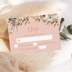 Carte D'accompagnement Aquarelle Peach Rose Floral RSVP